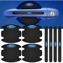 Kit 8 Peças Adesivo Protetor Maçaneta de Porta Efeito Fibra de Carbono Carro Anti Arranhões