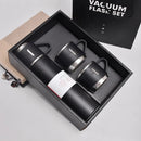 Kit Garrafa Térmica 500ml com 3 Xícaras de Vácuo Isolado de Aço Inoxidável